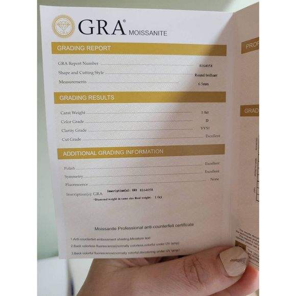 2cwt vvs1 color D 6.5mm Round moissonite diamond studs W certificates - Picture 7 of 17